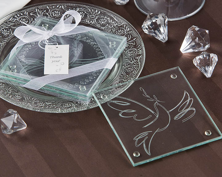 "White Dove" Glass Coaster (Set of 2)